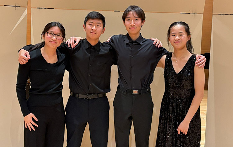 Joy Shin 𝘷𝘪𝘰𝘭𝘢, , Adam Yu 𝘷𝘪𝘰𝘭𝘪𝘯 𝘐𝘐, Andrew Su, 𝘤𝘦𝘭𝘭𝘰 and Charis Shing, 𝘷𝘪𝘰𝘭𝘪𝘯 𝘐