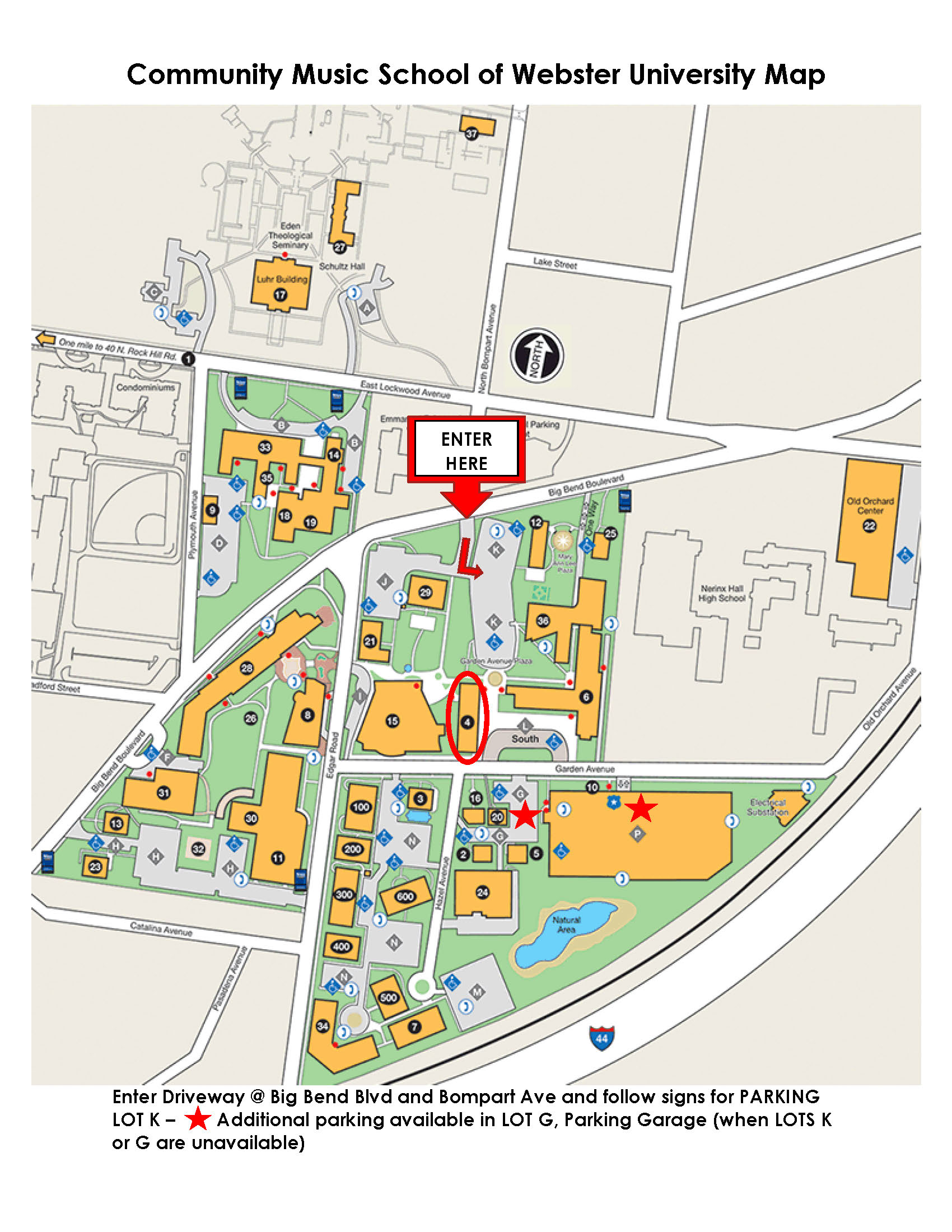 Webster campus map with CMS marked