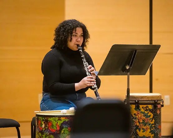Student playing clarinet