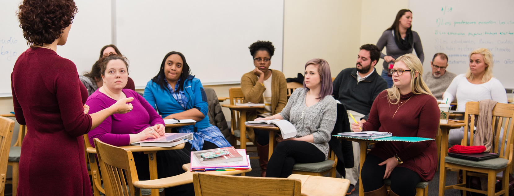 Classroom of students with professor lecturing