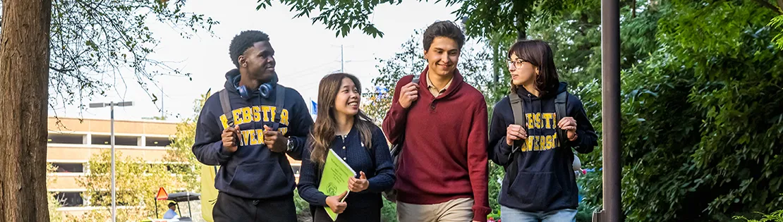 students walking on Webster Groves campus